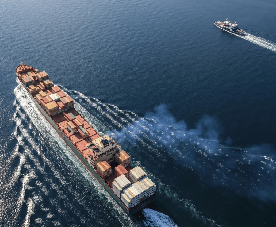 Full container load (FCL) freight containers at port ready for shipping