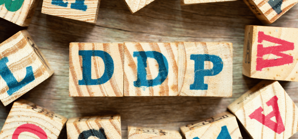 Delivered Duty Paid shipping with cargo truck and customs clearance representing hassle-free import