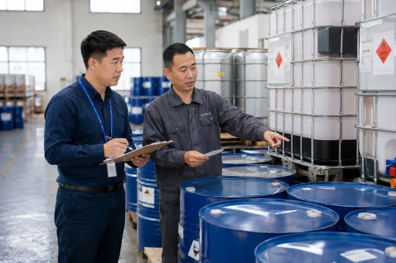 Al Fajar team inspecting industrial products with a supplier in China
